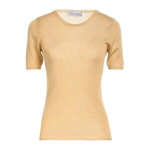 100% Cashmere RICHARD GRAND sand short sleeve sweater